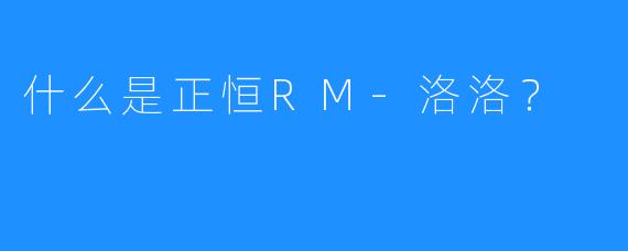 什么是正恒RM-洛洛？