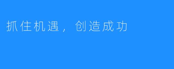 抓住机遇,创造成功