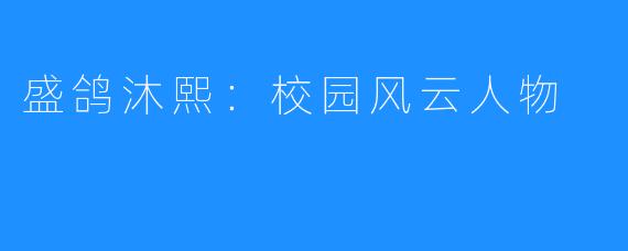 盛鸽沐熙:校园风云人物