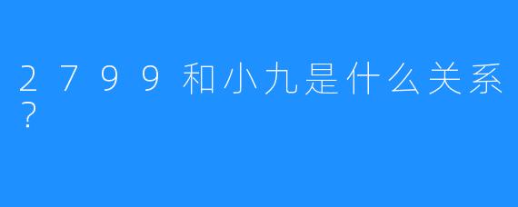 2799和小九是什么关系？