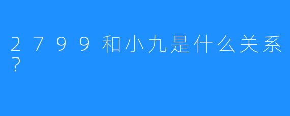 2799和小九是什么关系？