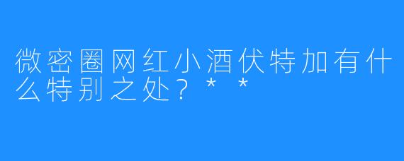 微密圈网红小酒伏特加有什么特别之处？**