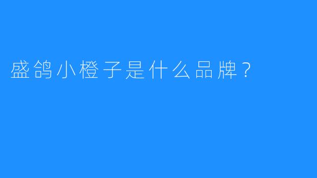 盛鸽小橙子是什么品牌？  
