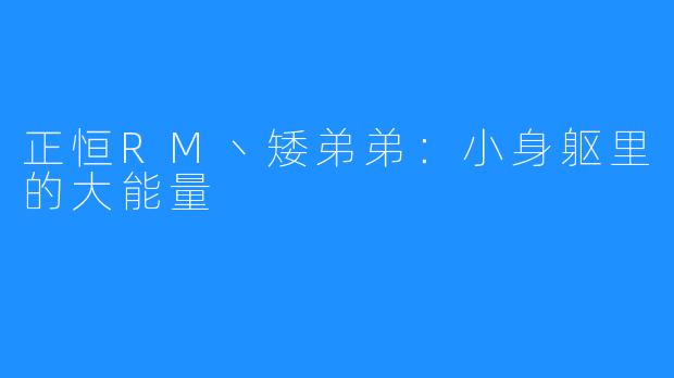 正恒RM丶矮弟弟:小身躯里的大能量